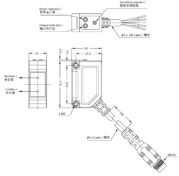 RIKO 小方形光電 PK3-V05N RIKO 小方形光電 PK3-V05N