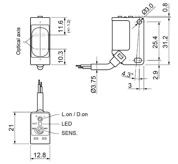 RIKO 背景消除小方形光電 PKG3-DU20N RIKO 背景消除小方形光電 PKG3-DU20N