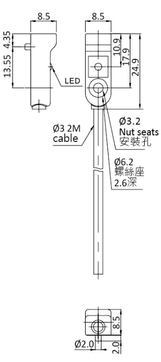 RIKO 方形電感式近接開關 JN02-N RIKO 方形電感式近接開關 JN02-N