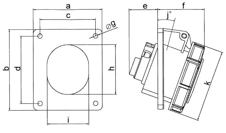 ETAN埋入型斜式母插座63_125A ETAN埋入型斜式母插座63_125A