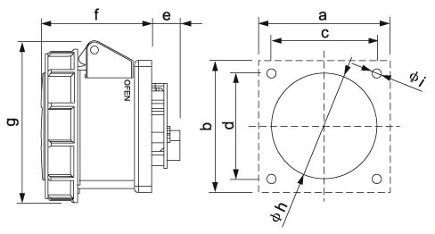 ETAN埋入型直式母插座16_32A ETAN埋入型直式母插座16_32A